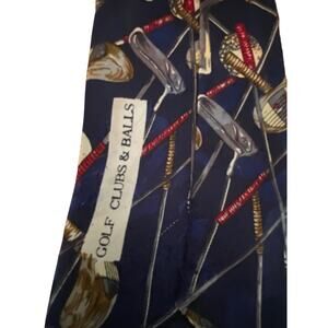 Vintage Golf Clubs &‎ Balls Novelty Neck Tie A Rogers Korea Polyester